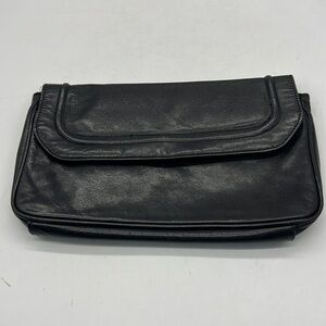 Pappagallo  Black Leather Vintage Clutch